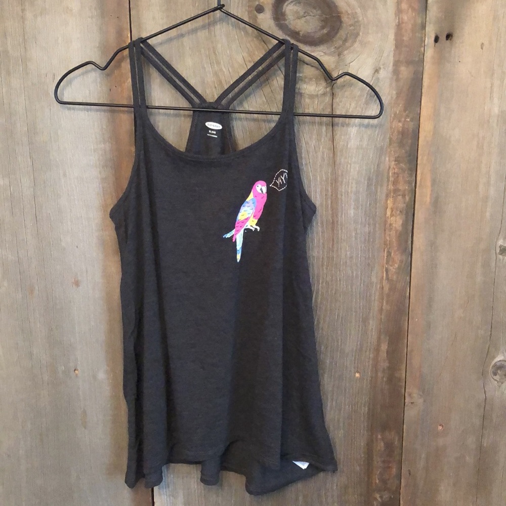 Old Navy Gray Racerback A-line Tank Parrot XL 14 Girls